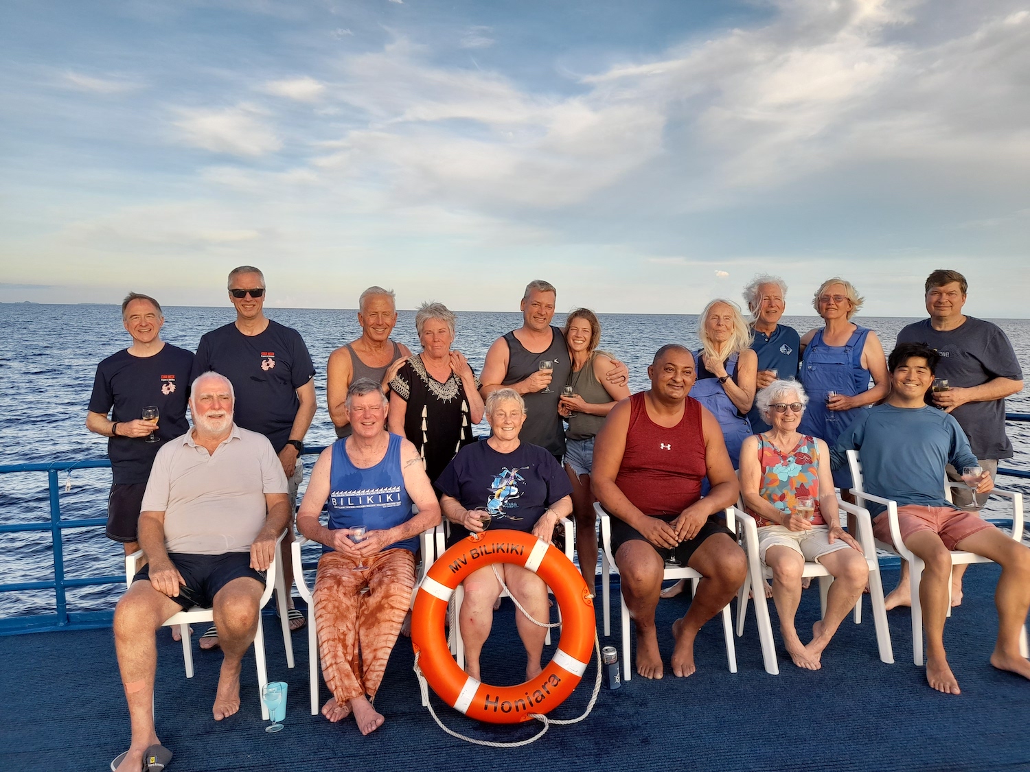 Group on board the Bilikiki in the Solomon Islands